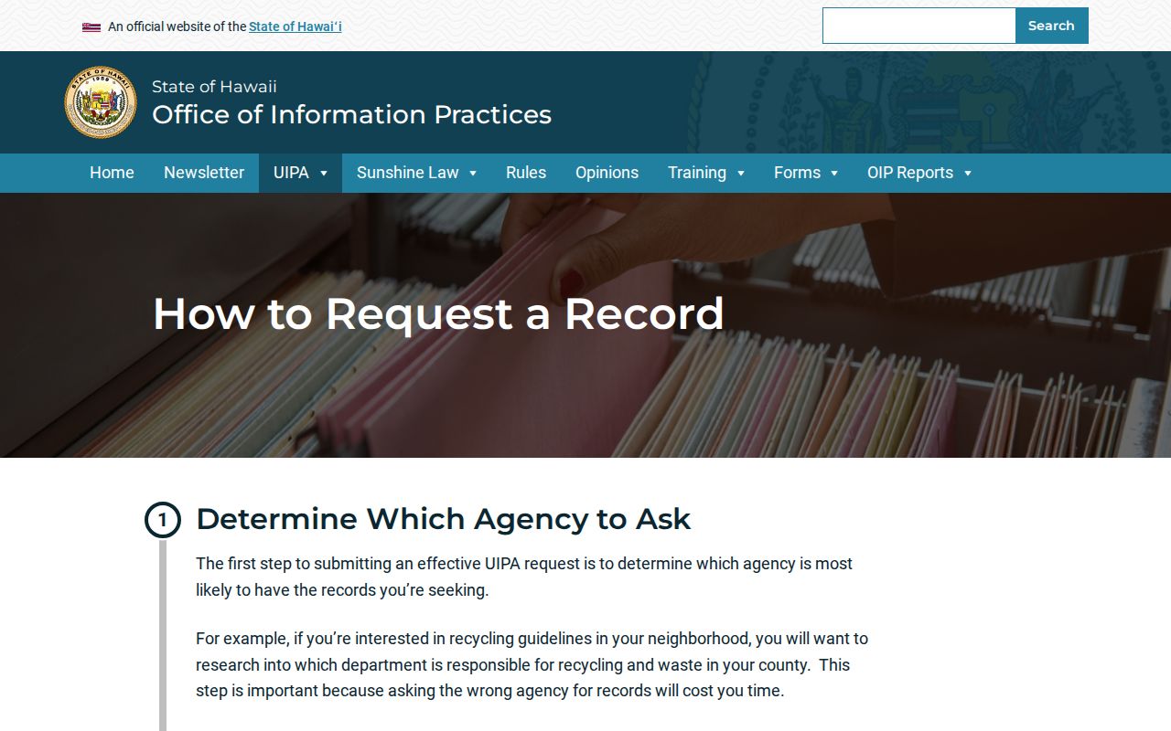 Honolulu residents directory UIPA public records request