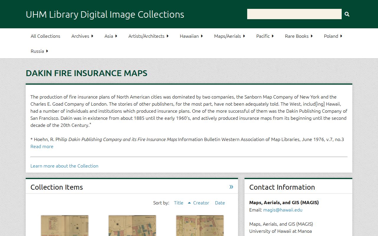 Honolulu previous residents University of Hawaii Sanborn map collection