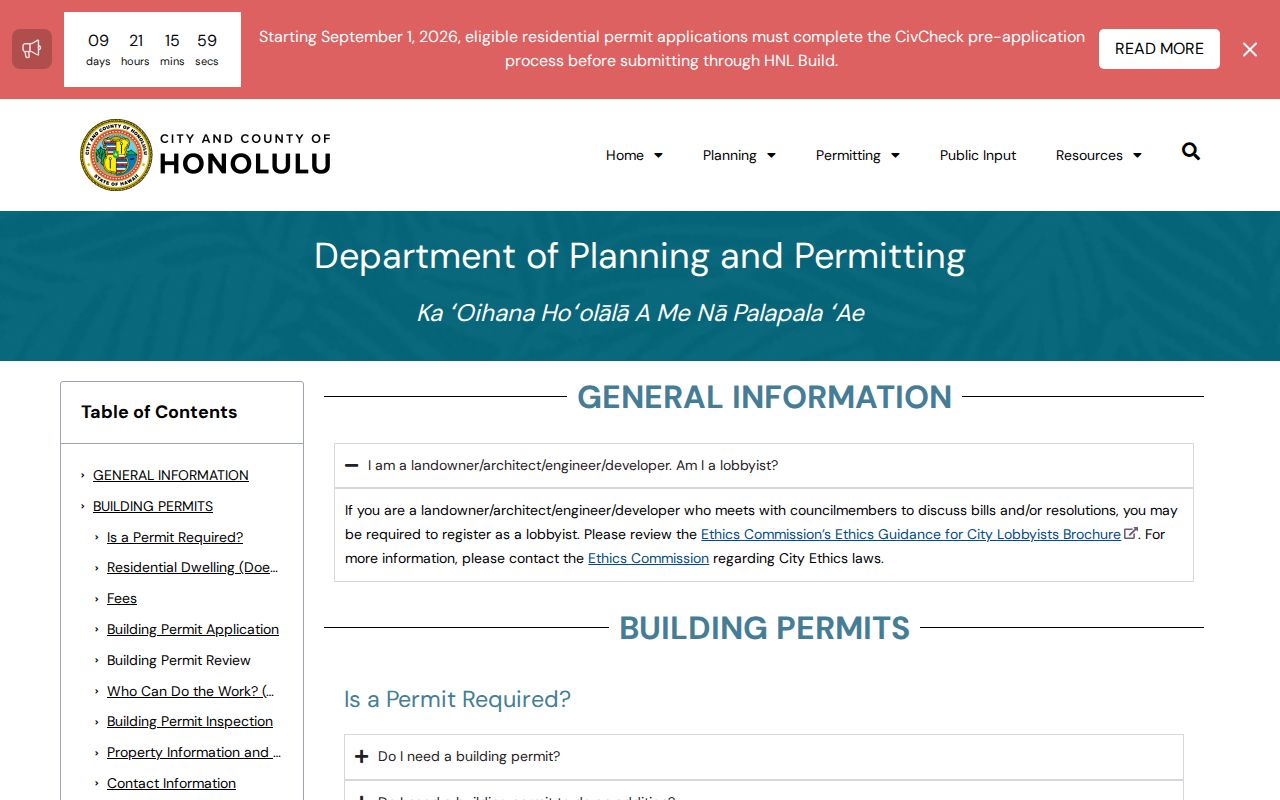 Honolulu street directory building permit search guidance